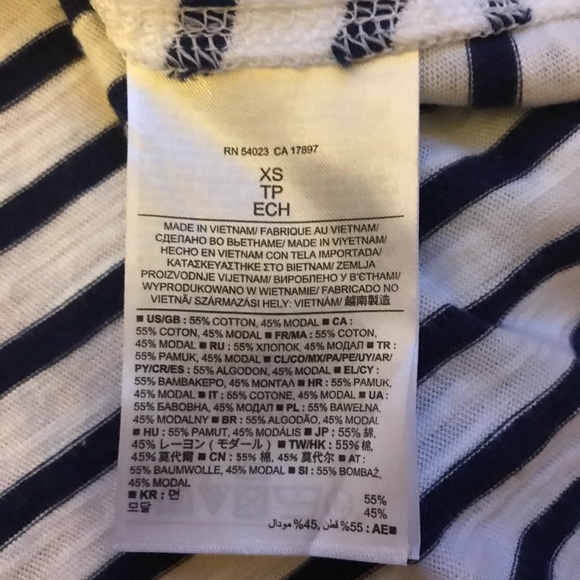 Banana Republic Navy White Striped Relaxed Crew Neck Tee, EUC, XS - Picture 9 of 12